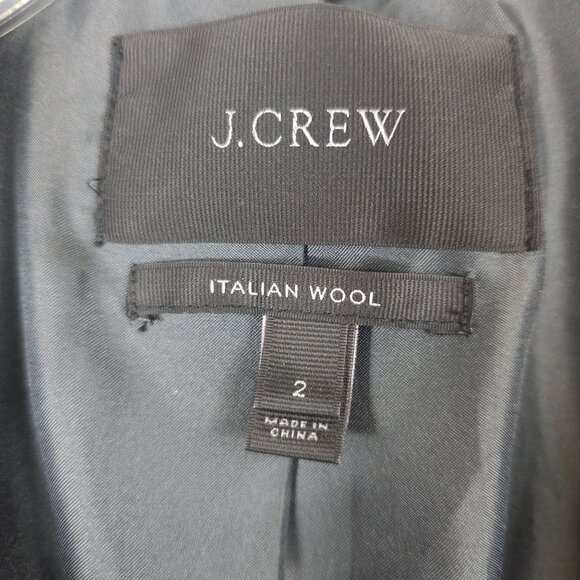 J.Crew‎ Womens 2 Italian Wool Hooded Tailored Coat Black Lined Gold Accents Warm - Picture 7 of 15